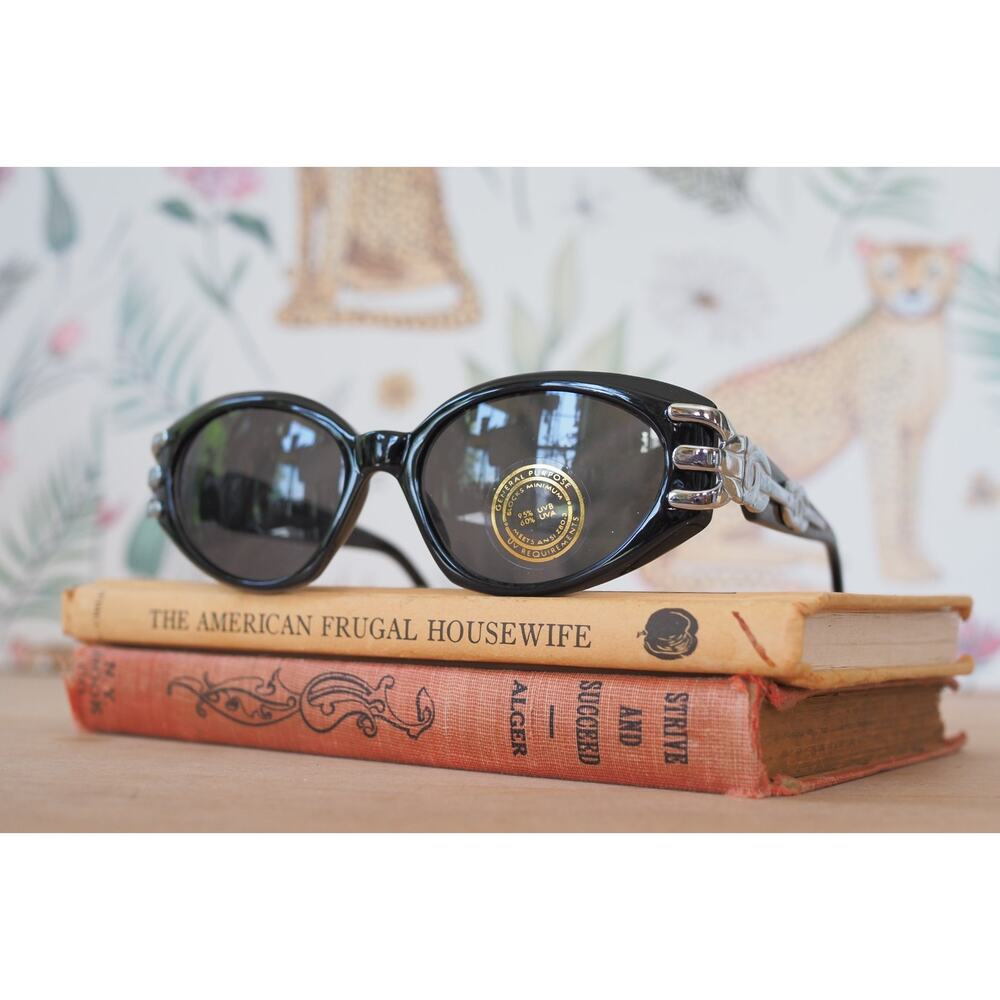 Vintage 1990s Y2K Semi Oval Sunglasses NOS Goth Steampunk Festival Streetwear